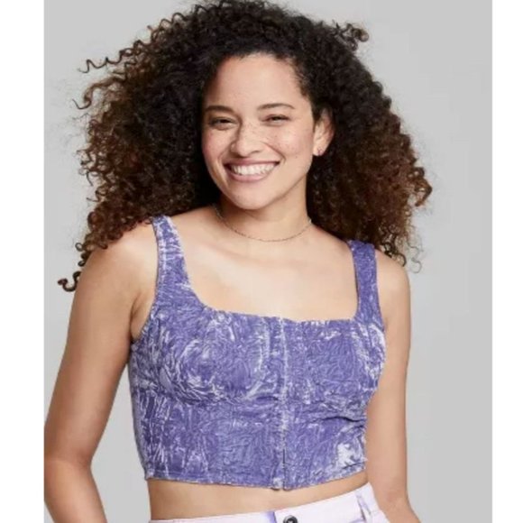 Wild Fable Velvet Corset Tank Top Violet Size Medium NWT - Picture 1 of 6